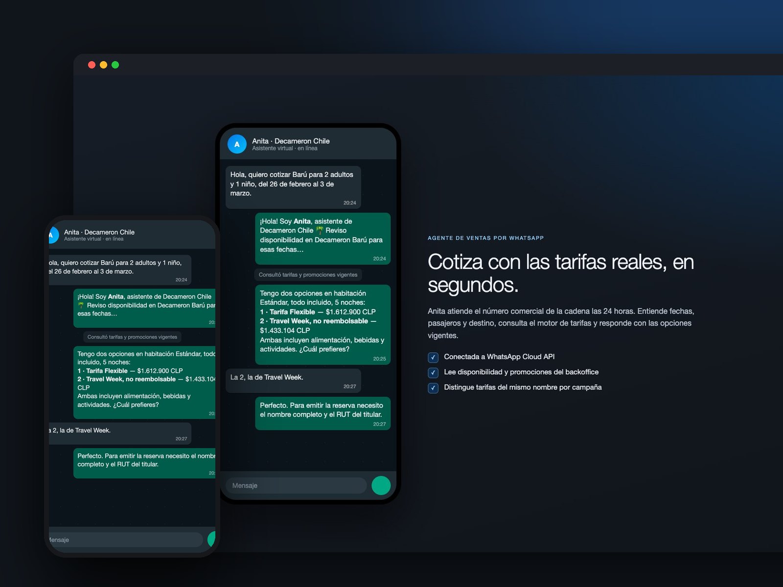 Agente de ventas por WhatsApp que cotiza, cobra y deriva