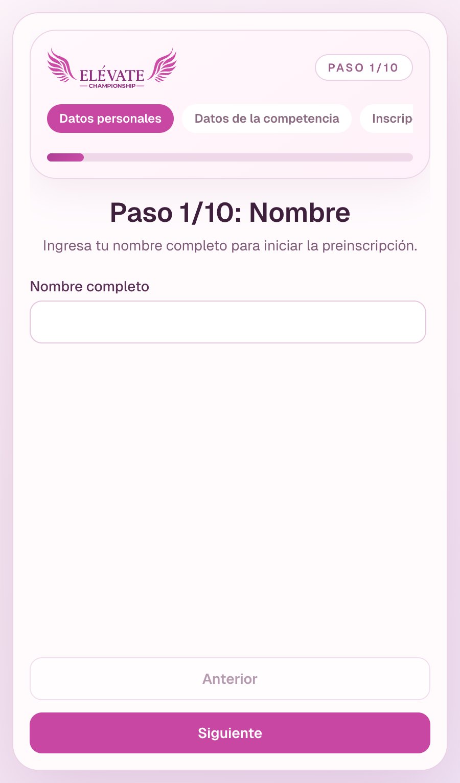 Inscripción en el celular