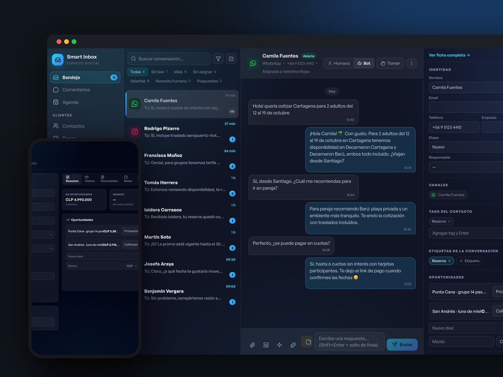 Smart Inbox: WhatsApp, Instagram y Messenger en una sola bandeja