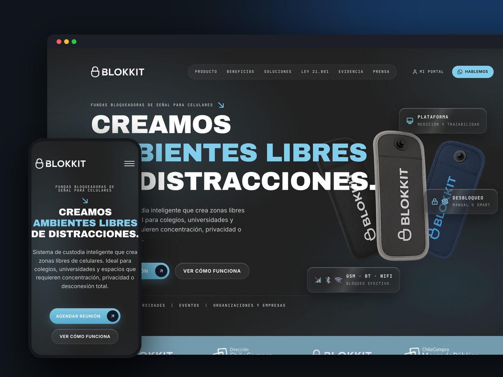 Sitio de producto con portal de clientes