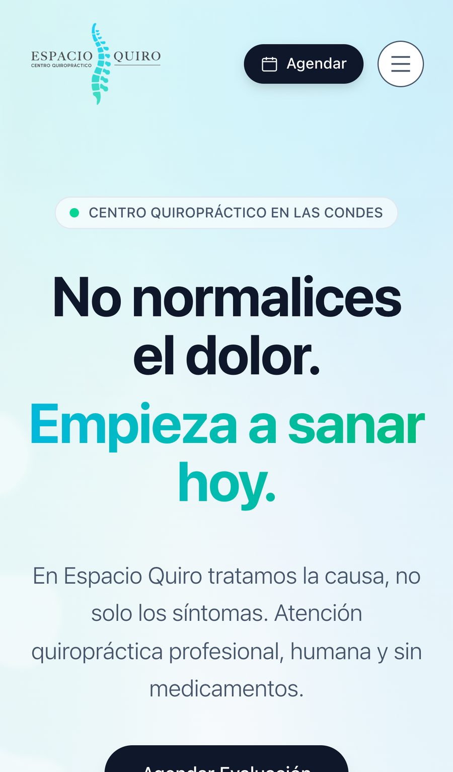 Portada del sitio en celular