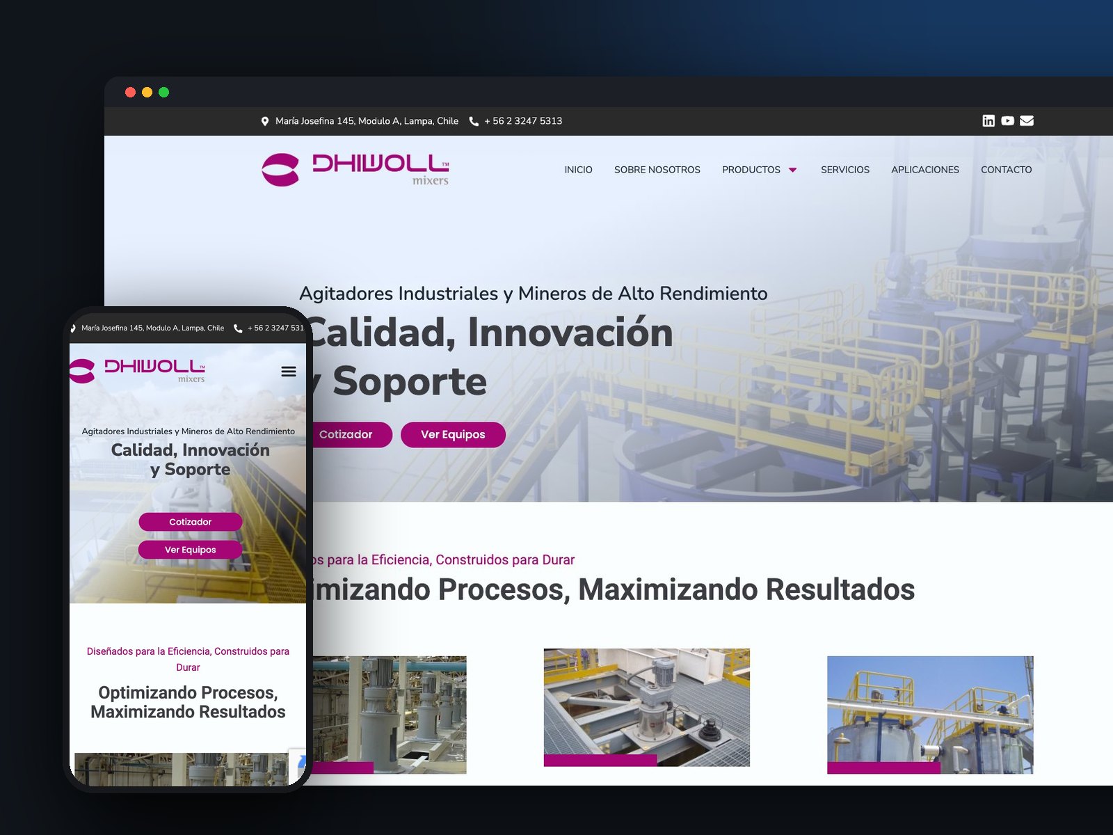 Sitio corporativo con cotizador de equipos