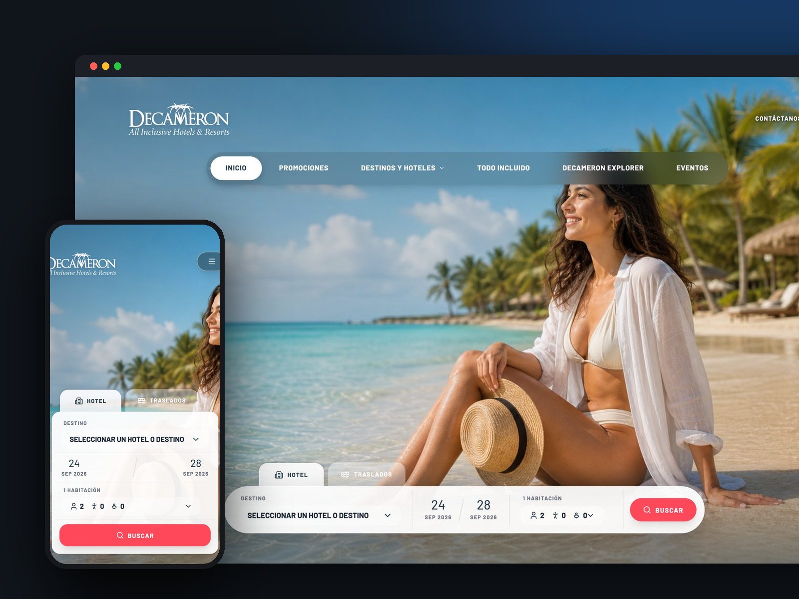 Sitio con buscador de reservas para una cadena de hoteles